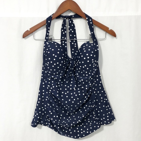 Merona | Vintage inspired polka dot halter neck swim top - Picture 2 of 7